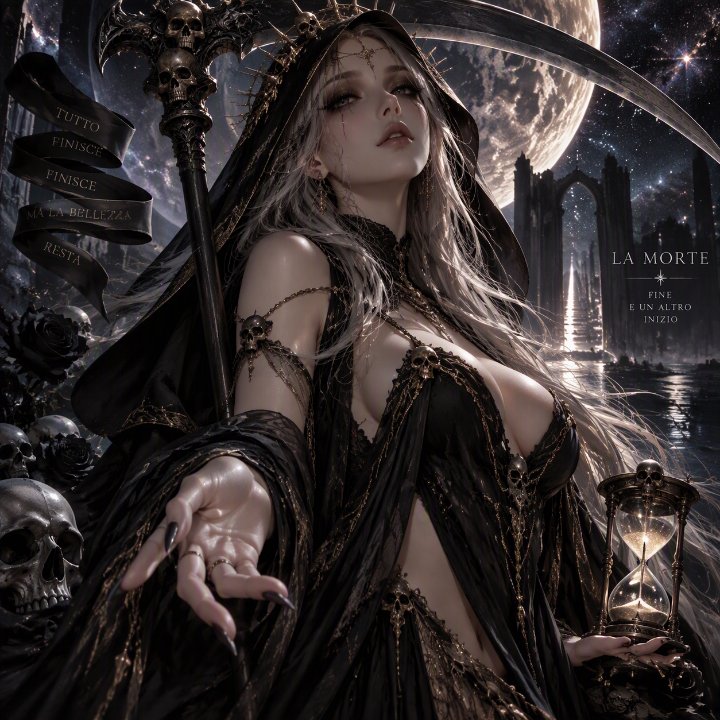La Morte — la bellezza resta — Serie La Morte, grafica generata con A.I.